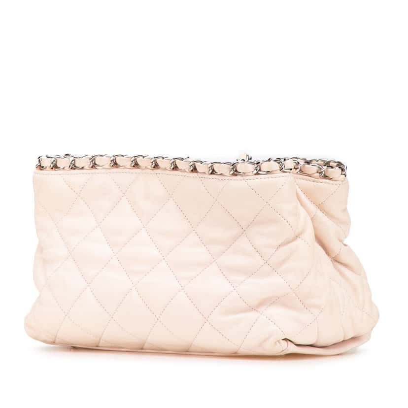Chanel Mini Quilted Lambskin Chain Me Tote Brown Leather Good condition - Back View