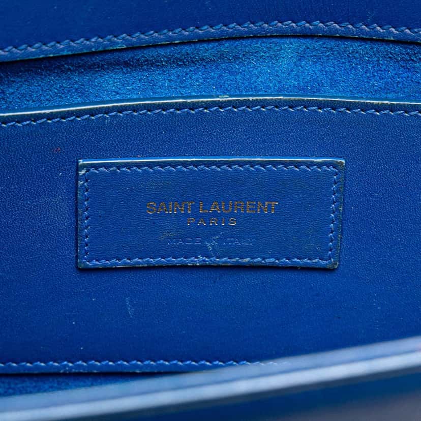Saint Laurent Medium Smooth Calfskin Monogram Kate Tassel Crossbody Blue Leather Good condition - Box View