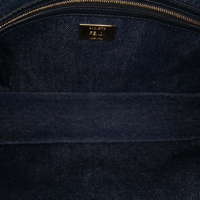 Fendi Large Denim Baguette Satchel Blue Denim Good condition - Model View