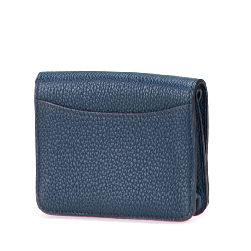 Hermès Togo Dogon Compact Wallet Blue Leather Good condition - Back View