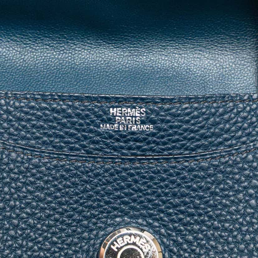 Hermès Togo Dogon Compact Wallet Blue Leather Good condition - Box View