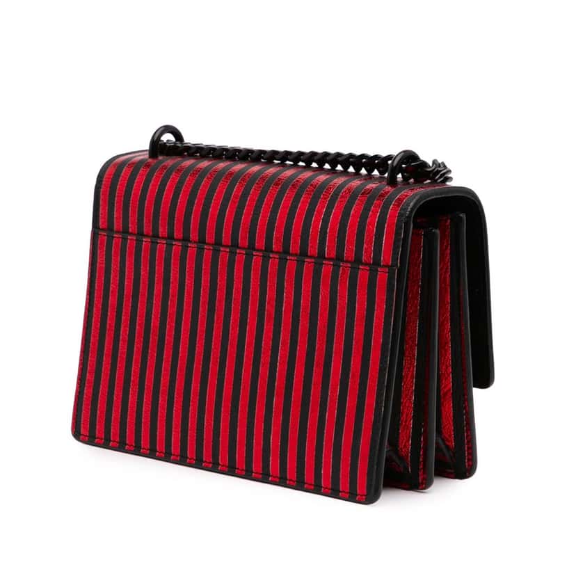 Saint Laurent Small Metallic Striped Canvas Monogram Sunset Crossbody Red Canvas Good condition - Back View