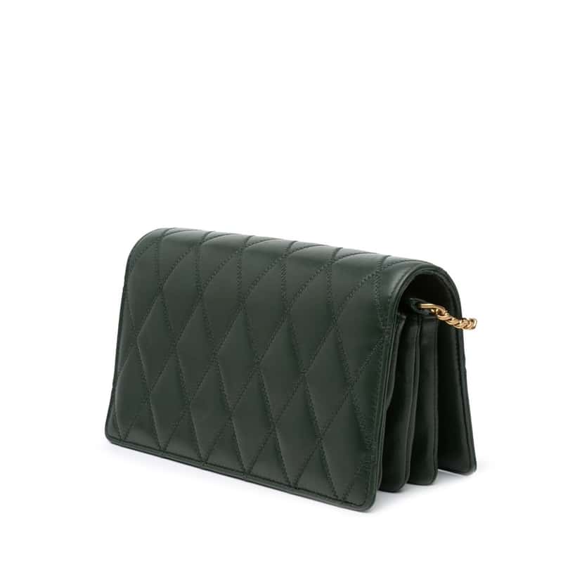 Saint Laurent Diamond Quilted Lambskin Angie Chain Bag Green Leather Good condition - Back View