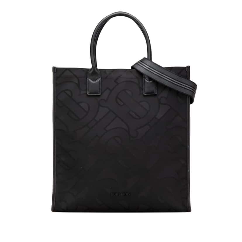 Burberry TB Monogram Canvas Tote Black Canvas Good condition - Front View