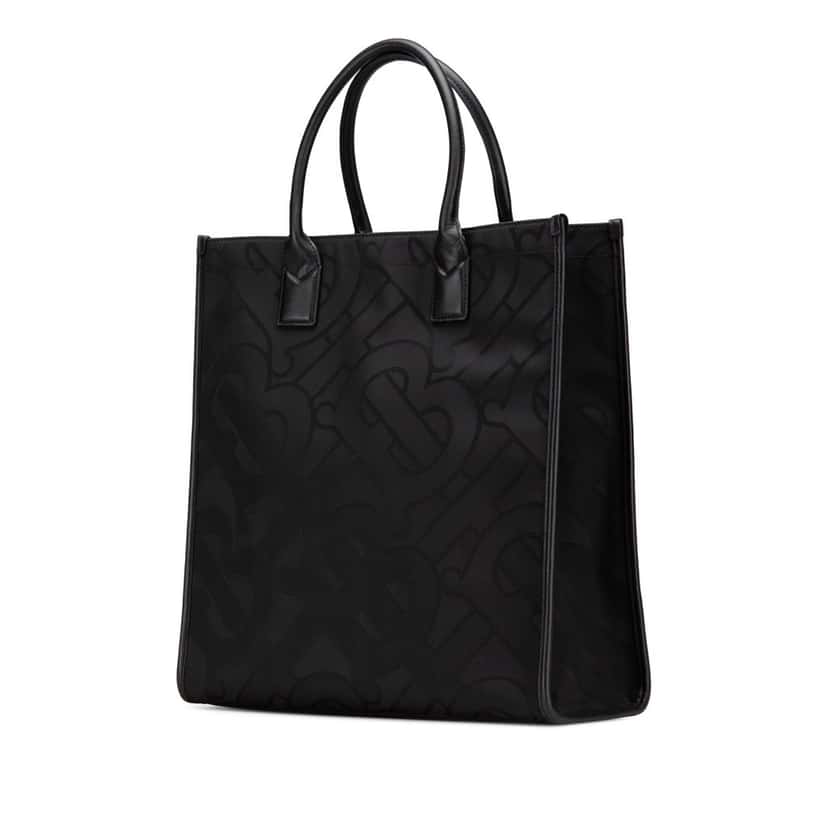 Burberry TB Monogram Canvas Tote Black Canvas Good condition - Back View