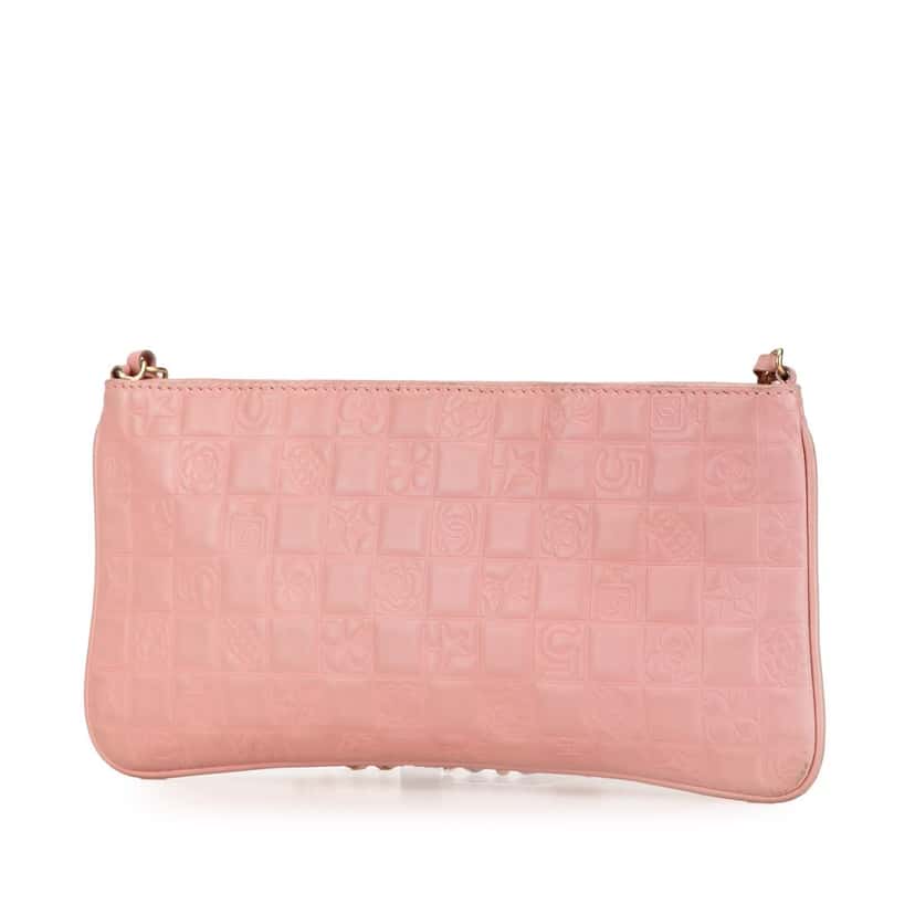 Chanel Lambskin Precious Symbols Pochette Pink Leather Good condition - Back View