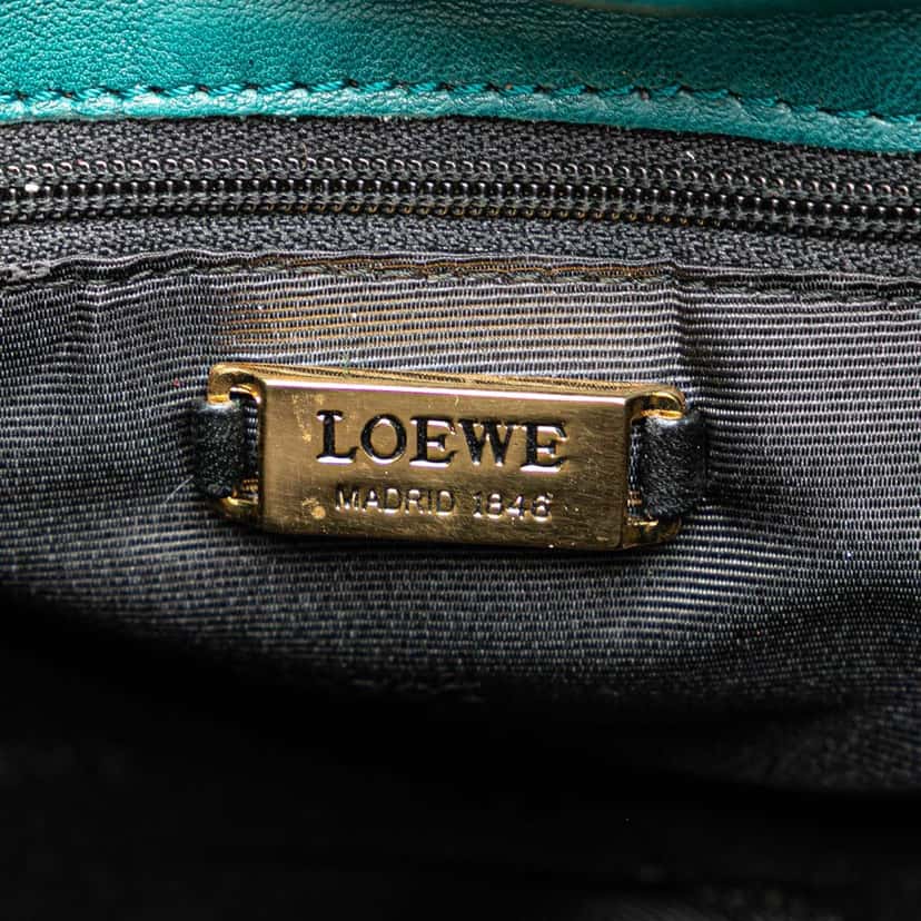 Loewe Nappa Drawstring Flamenco Shoulder Bag Green Leather Good condition - Box View