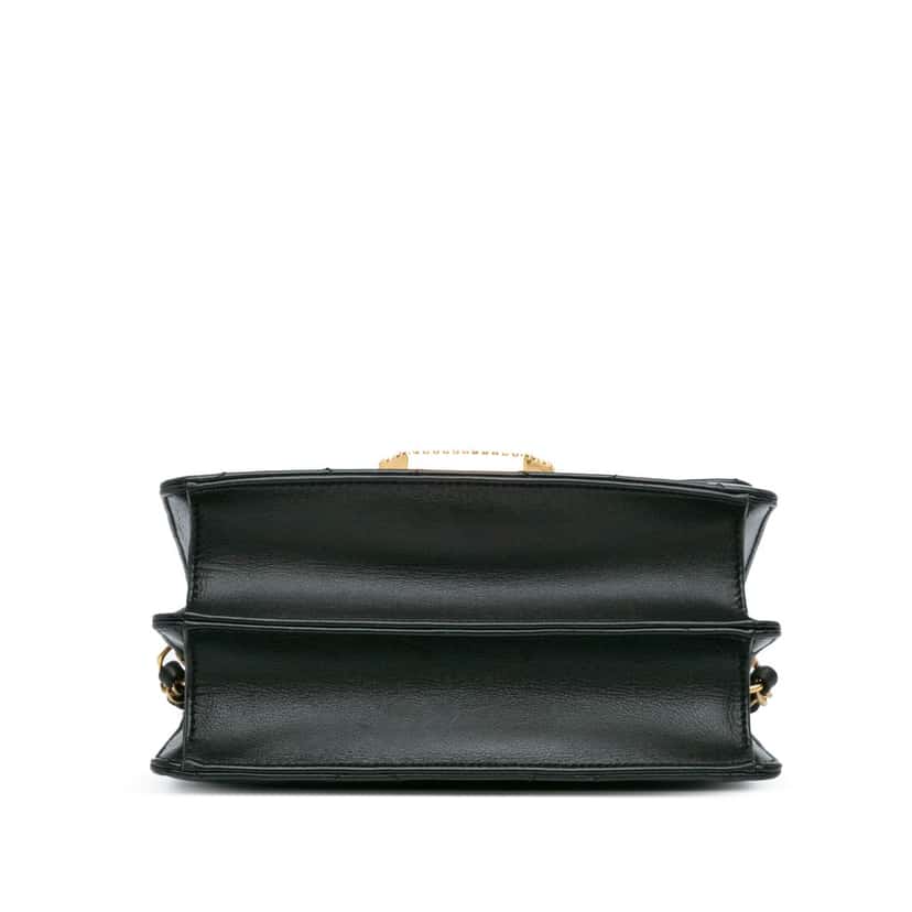 Chanel Quilted Lambskin Octagonal Buckle Crossbody Black Leather Very good condition - Inside View