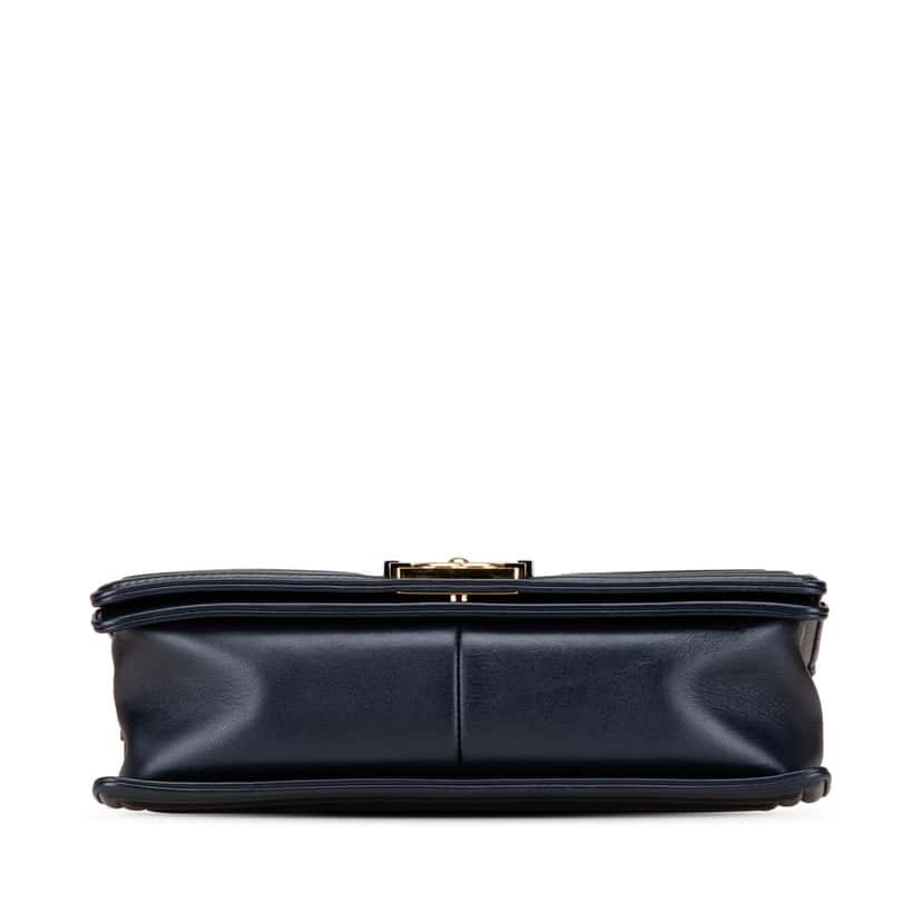 Chanel Medium Lambskin Embossed Cube Boy Flap Blue Leather Good condition - Inside View