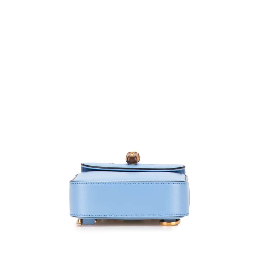 Gucci Mini Calfskin Bamboo Top Handle Bag Blue Leather Very good condition - Inside View