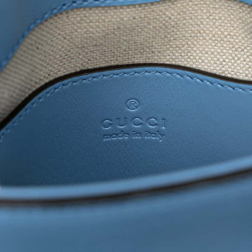 Gucci Mini Calfskin Bamboo Top Handle Bag Blue Leather Very good condition - Box View