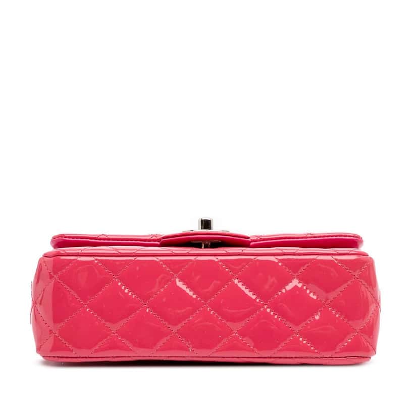 Chanel Mini Rectangular Classic Patent Single Flap Pink Leather Good condition - Inside View