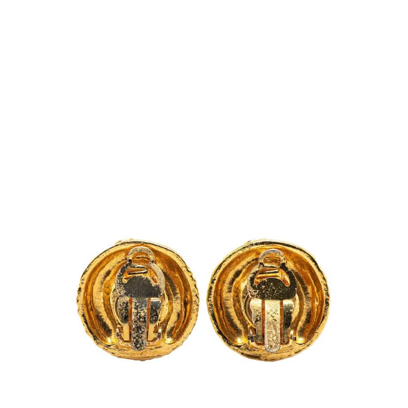 Chanel Gold Plated CC Clip on Earrings Gold Metal Good condition - Back View
