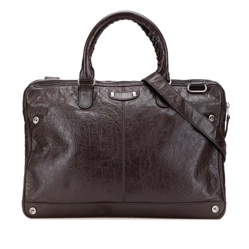 Balenciaga Lambskin Leather Briefcase Brown Leather Good condition - Front View