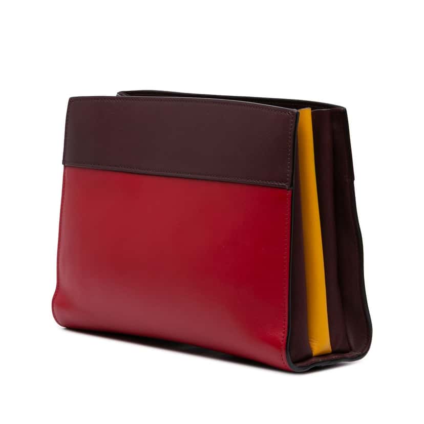 Prada City Calf Colorblock Bibliotheque Crossbody Red Leather Good condition - Back View