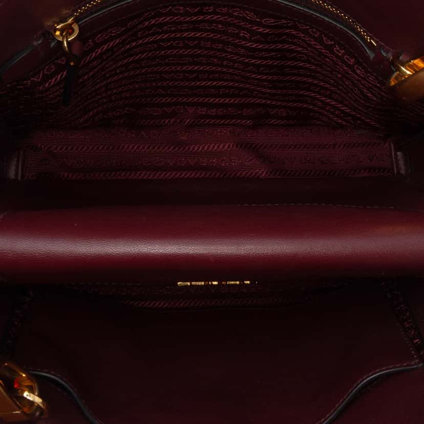 Prada City Calf Colorblock Bibliotheque Crossbody Red Leather Good condition - Model View