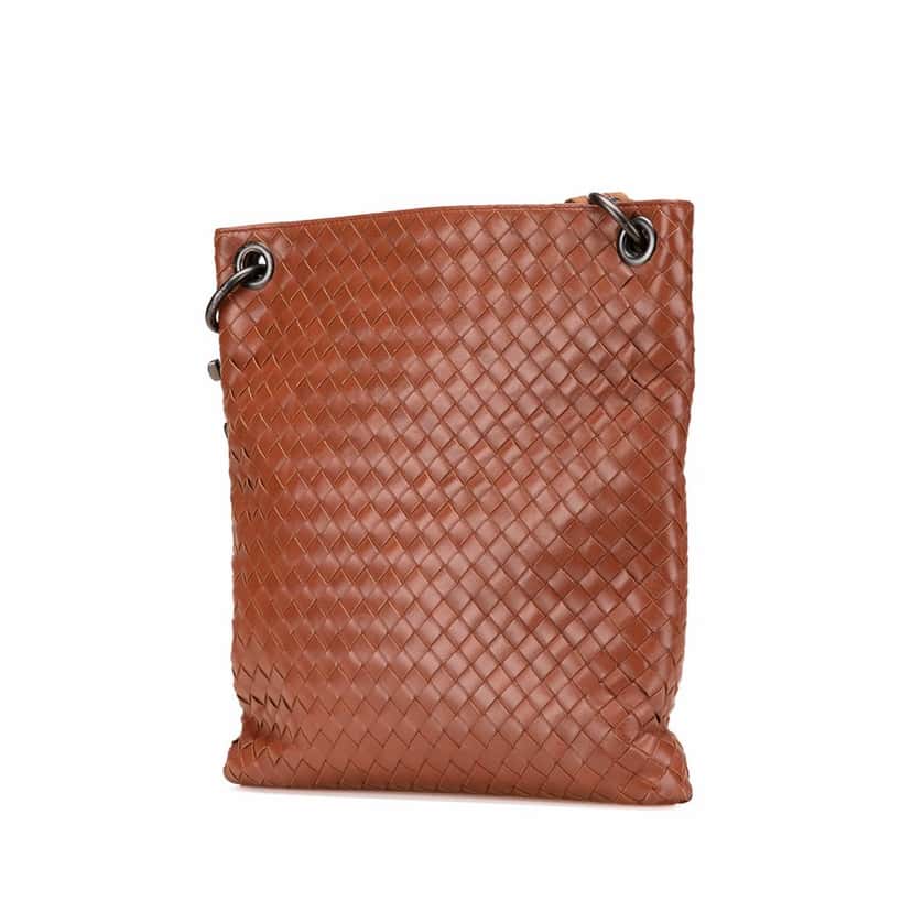 Bottega Veneta Leather Intrecciato Crossbody Brown Leather Very good condition - Back View