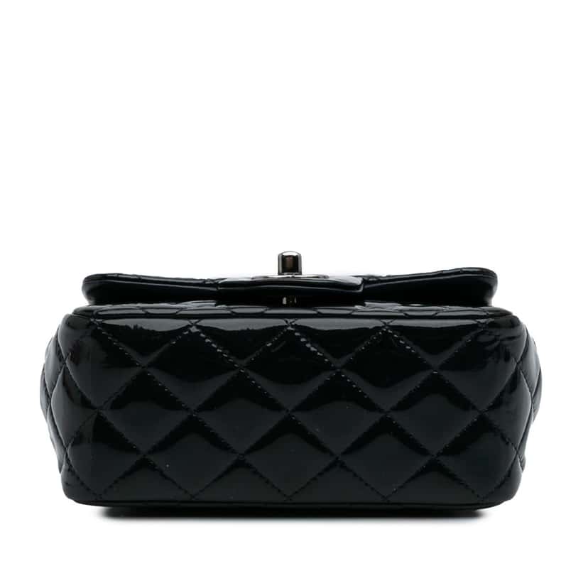 Chanel Mini Square Classic Patent Single Flap Blue Leather Good condition - Inside View