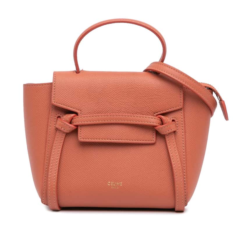 Celine Pico Grained Calfskin Belt Bag Orange Leather Good condition - Front View