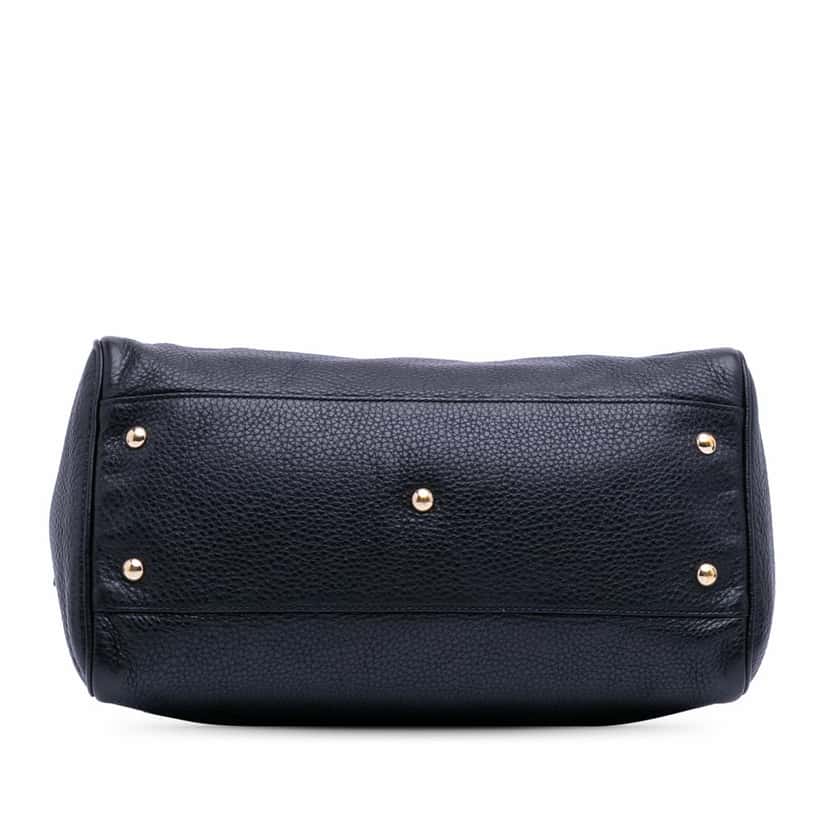 Gucci Medium Calfskin Bamboo Shopper Boston Bag Black Leather Good condition - Inside View