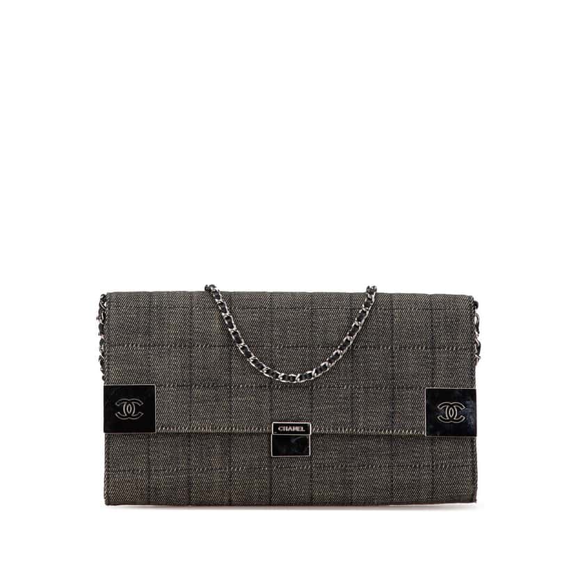 Chanel CC Choco Bar Denim Chain Flap Grey Denim Good condition - Front View