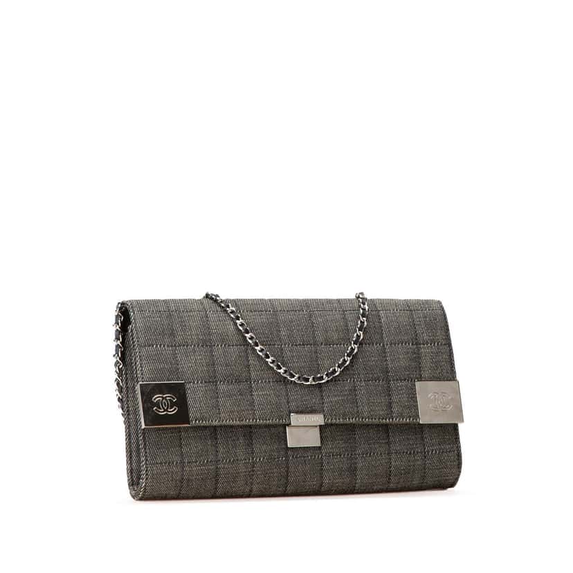 Chanel CC Choco Bar Denim Chain Flap Grey Denim Good condition - Back View