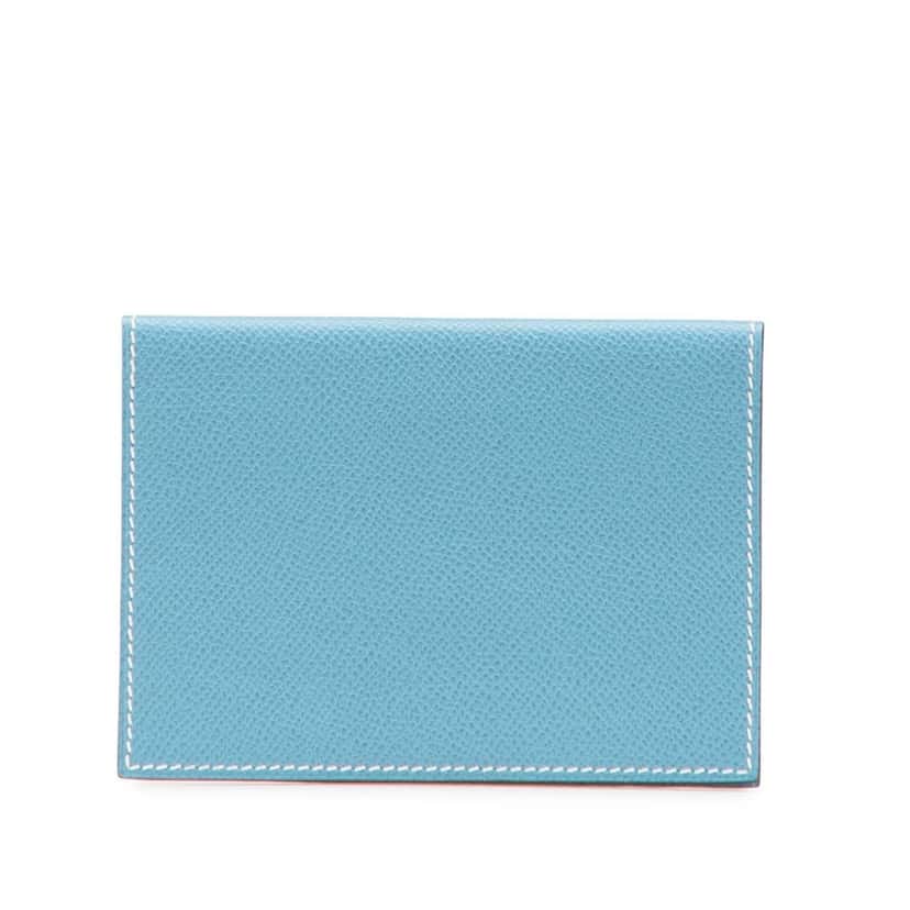 Hermès Epsom MC2 Magellan Passport Holder Blue Leather Good condition - Front View