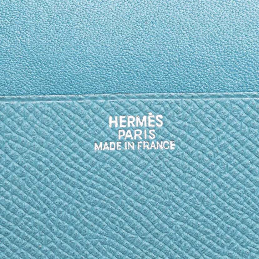 Hermès Epsom MC2 Magellan Passport Holder Blue Leather Good condition - Box View