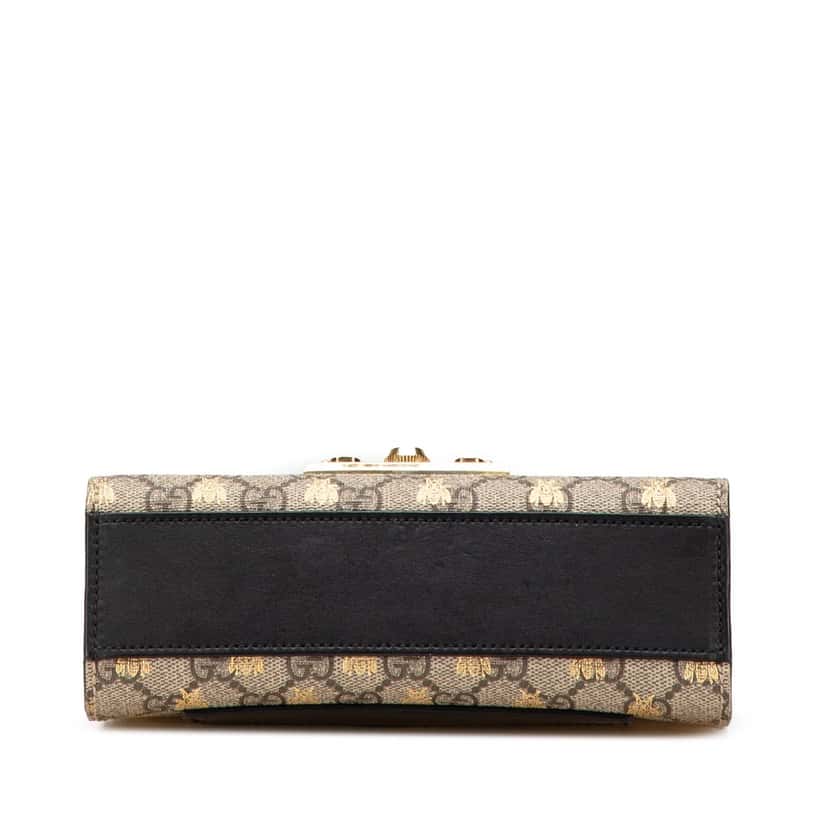 Gucci Small GG Supreme Bee Padlock Crossbody Brown Canvas Good condition - Inside View