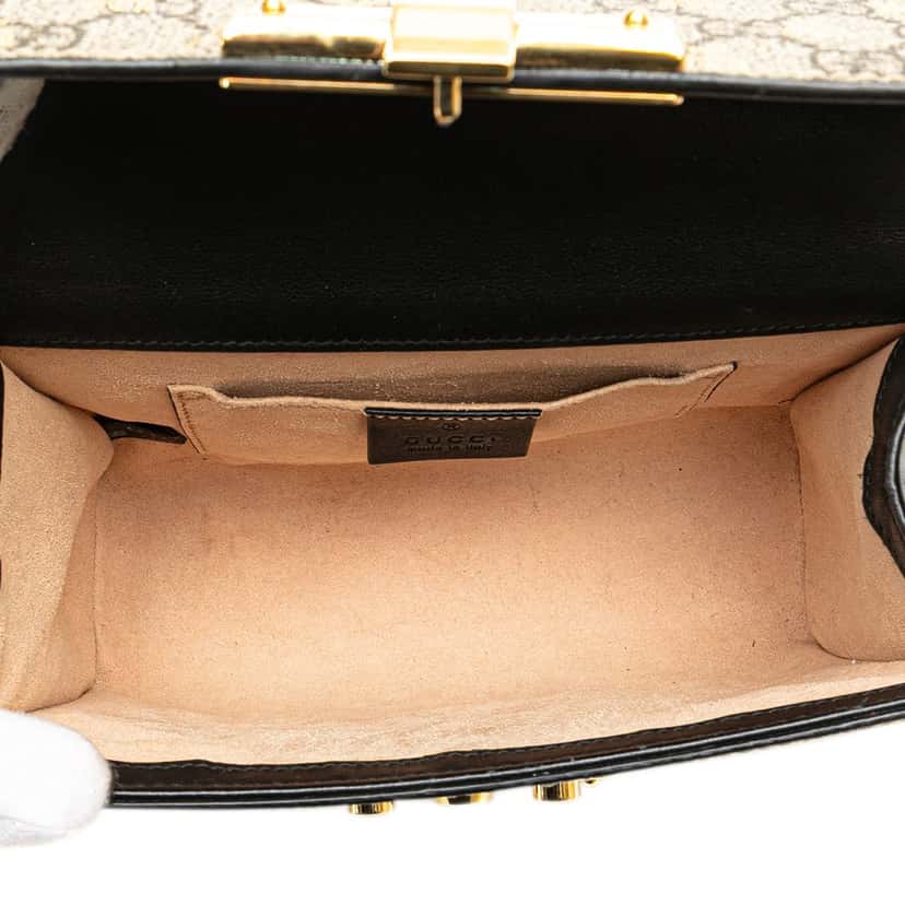 Gucci Small GG Supreme Bee Padlock Crossbody Brown Canvas Good condition - Model View