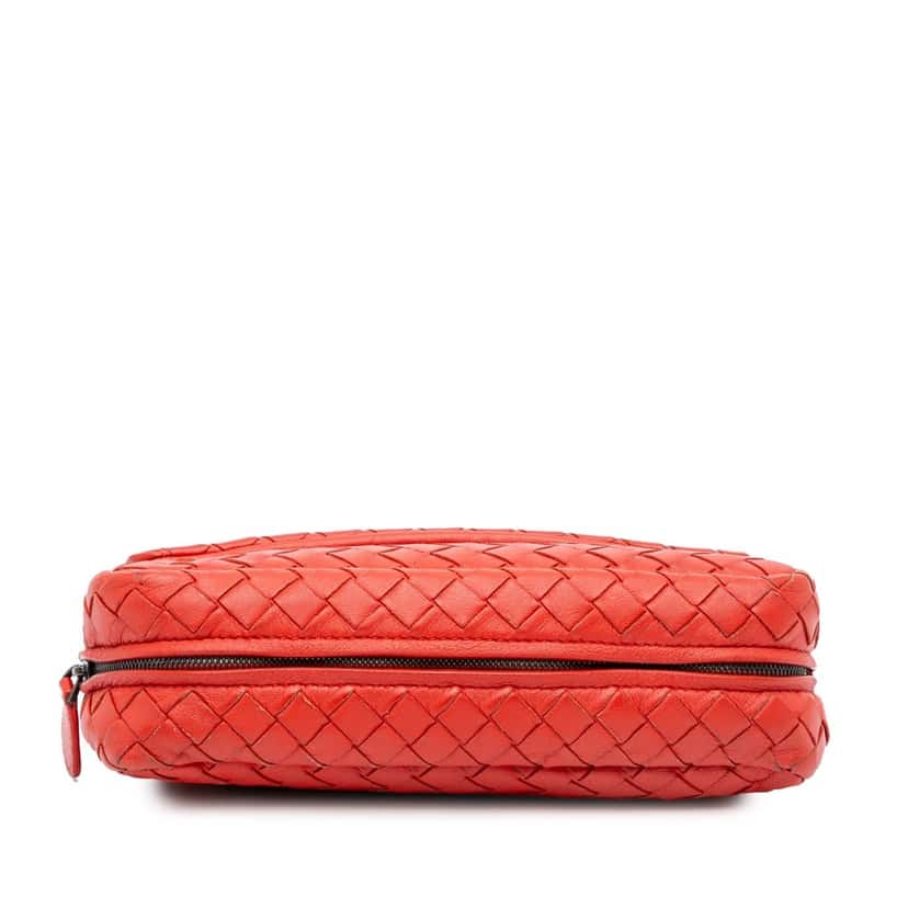 Bottega Veneta Intrecciato Chain Flap Crossbody Red Leather Good condition - Inside View