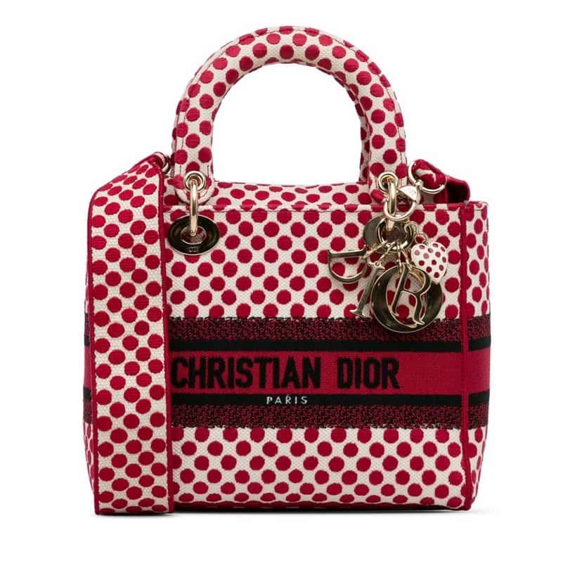 Dior Medium DiorAmour Dots Lady D Lite Red Canvas Very good condition - Front View