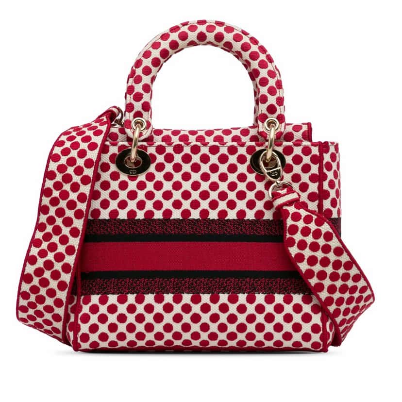Dior Medium DiorAmour Dots Lady D Lite Red Canvas Very good condition - Inside View