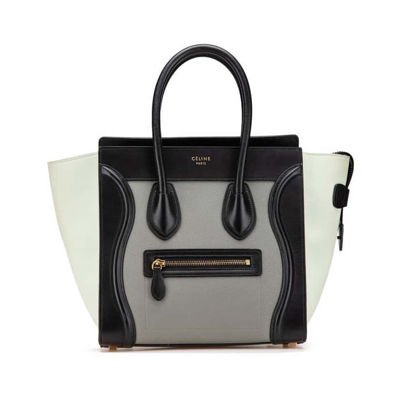 Celine Micro Tricolor Leather Luggage Tote Grey Leather Good condition - Front View