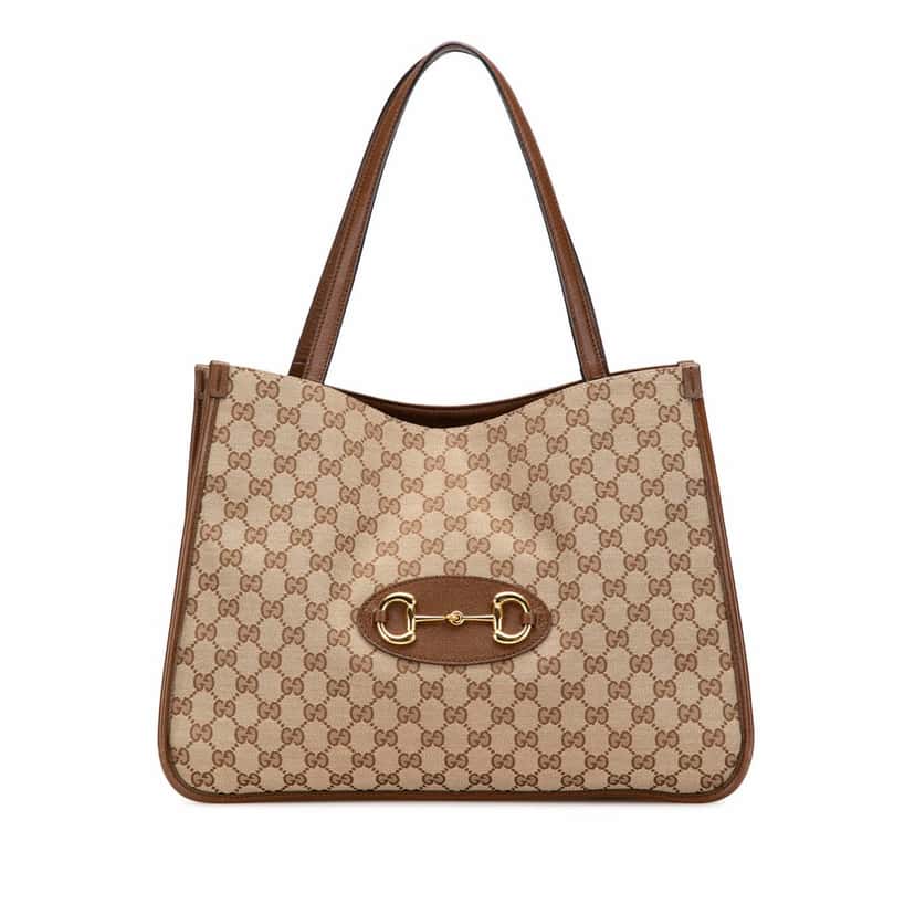 Gucci Medium GG Canvas Horsebit 1955 Tote Brown Canvas Good condition - Front View