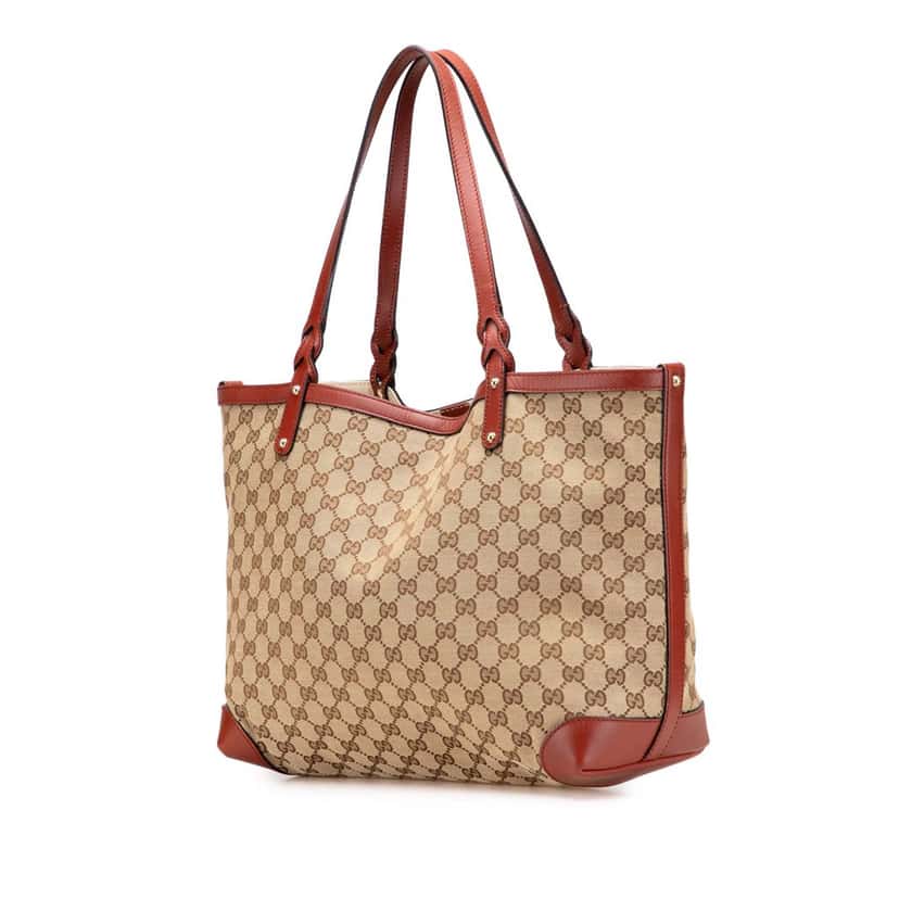 Gucci GG Canvas Craft Tote Brown Canvas Good condition - Back View
