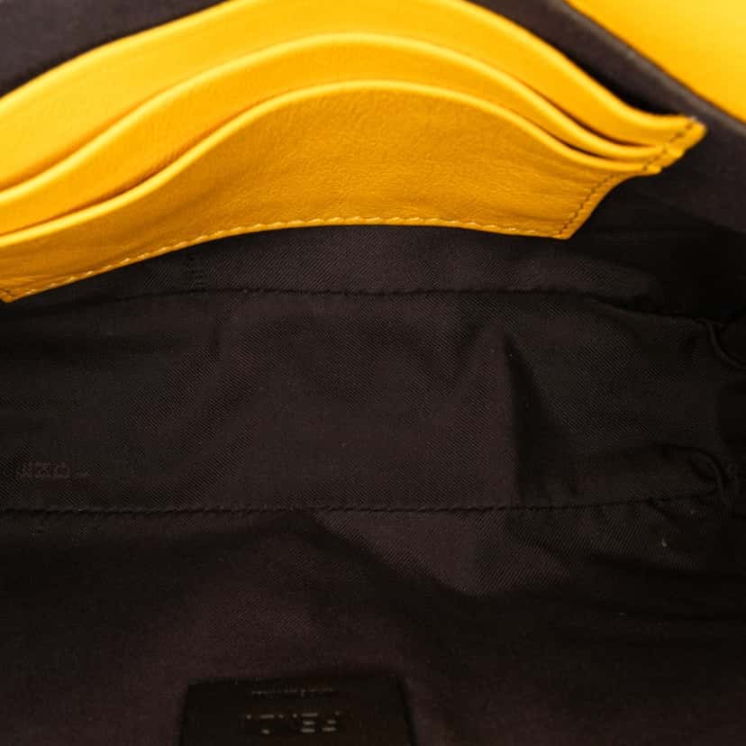 Fendi Mini Zucca Embossed Leather Baguette Satchel Yellow Leather Good condition - Model View