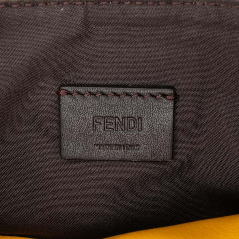 Fendi Mini Zucca Embossed Leather Baguette Satchel Yellow Leather Good condition - Box View
