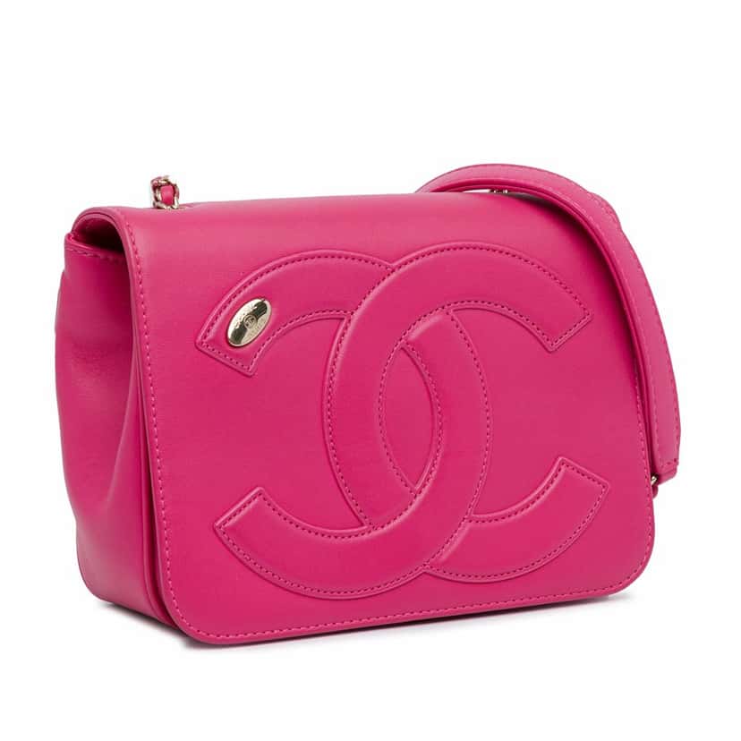 Chanel Lambskin CC Mania Flap Pink Leather Good condition - Back View