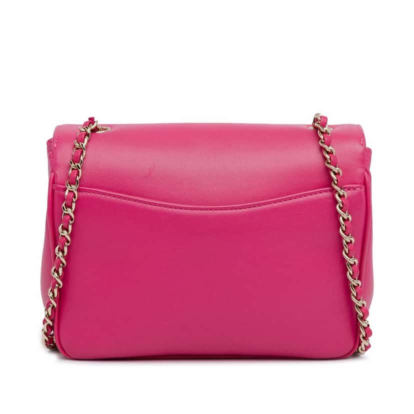 Chanel Lambskin CC Mania Flap Pink Leather Good condition - Inside View
