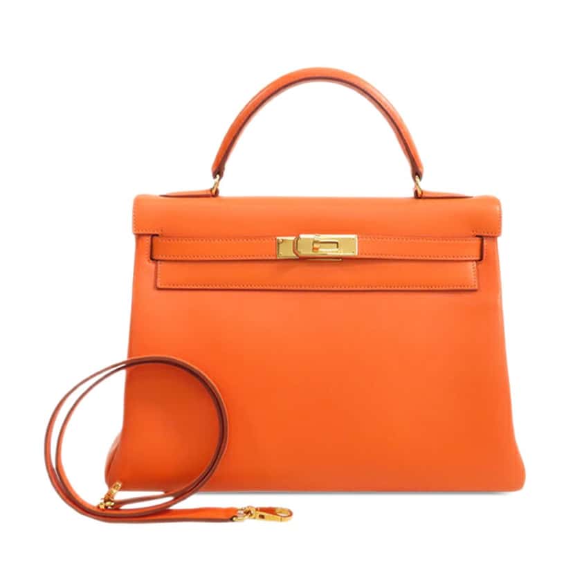 Hermès Gulliver Kelly Retourne 32 Orange Leather Good condition - Front View