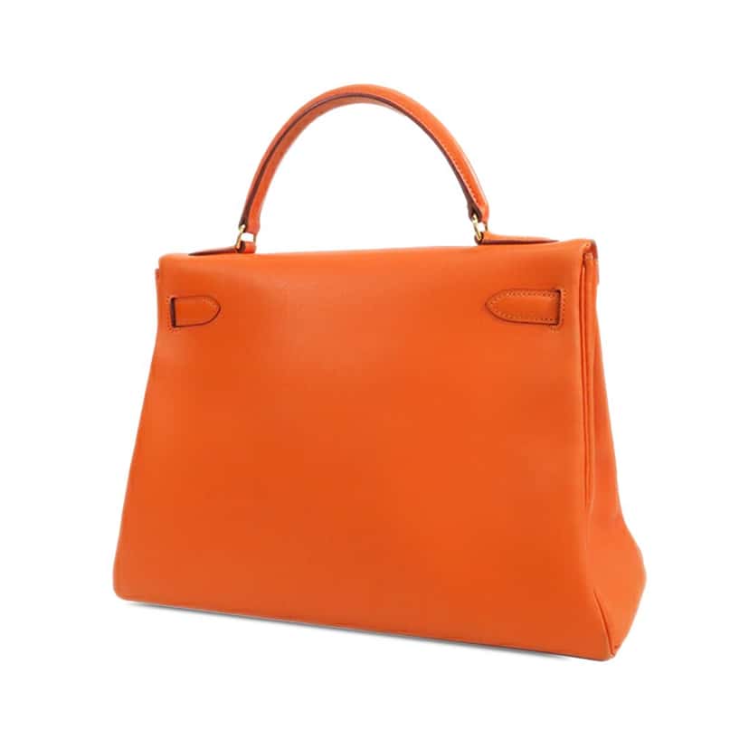 Hermès Gulliver Kelly Retourne 32 Orange Leather Good condition - Back View