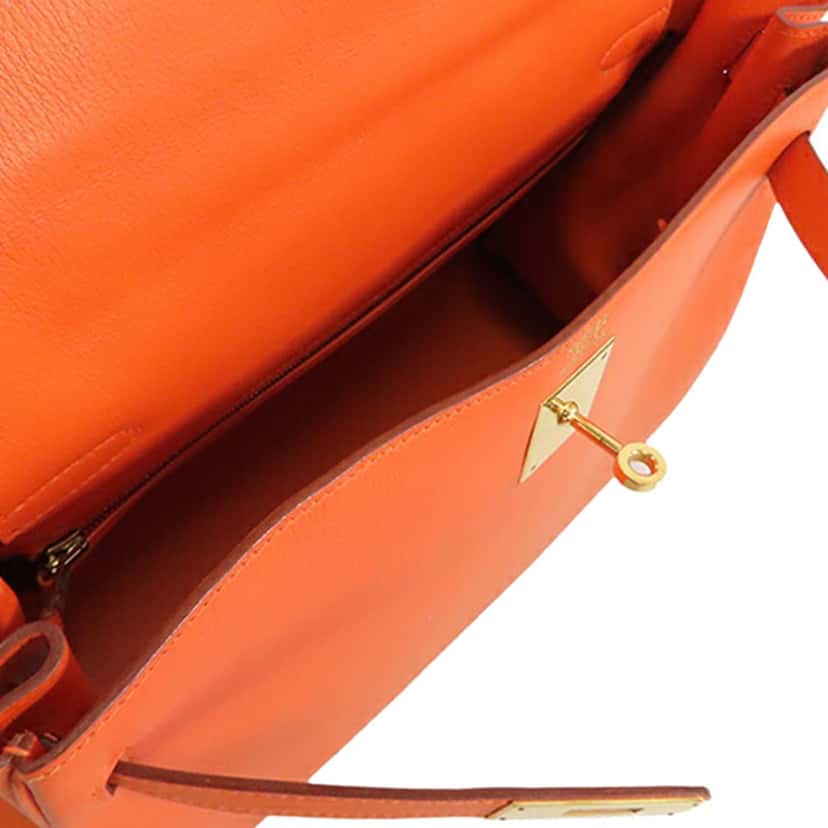Hermès Gulliver Kelly Retourne 32 Orange Leather Good condition - Model View