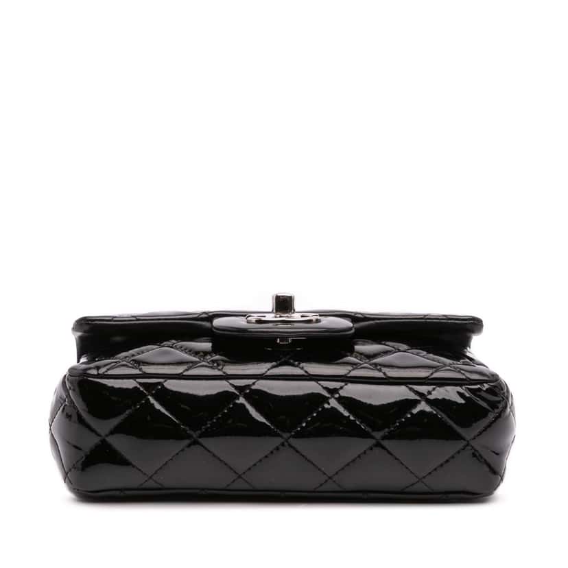 Chanel Extra Mini Rectangular Classic Patent Single Flap Black Leather Good condition - Inside View