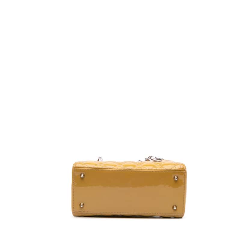 Dior Medium Patent Cannage Lady Dior Yellow Leather Good condition - Inside View