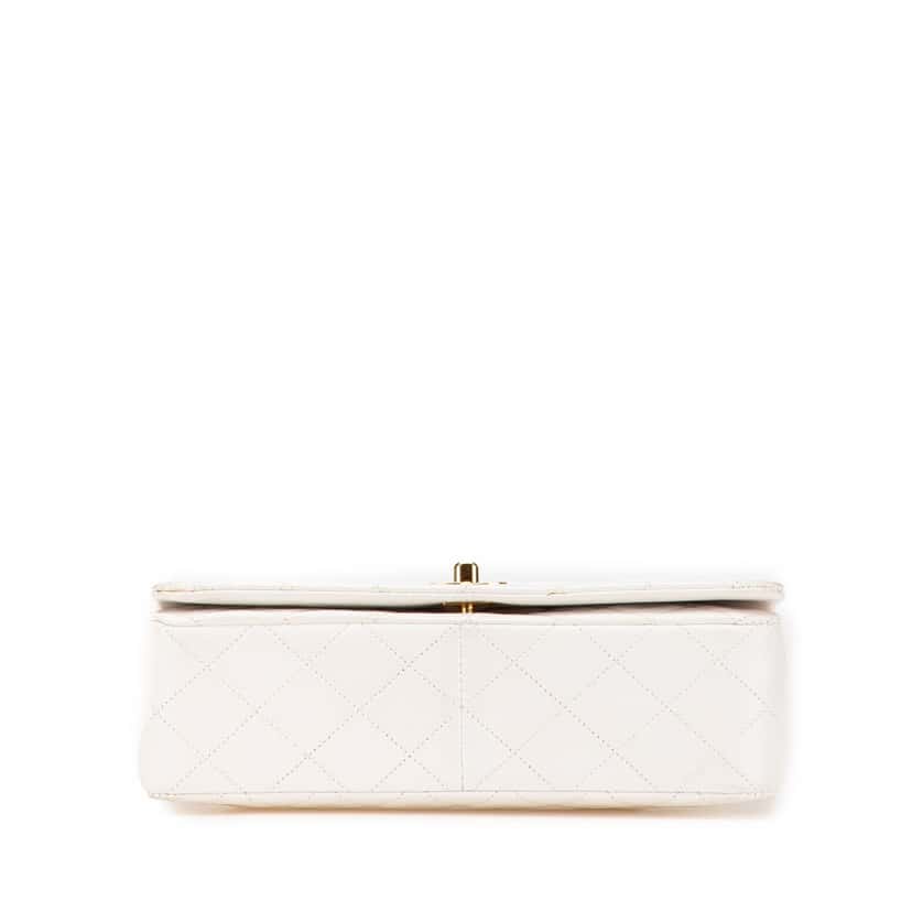 Chanel Small CC Quilted Lambskin Full Single Flap White Leather Good condition - Inside View