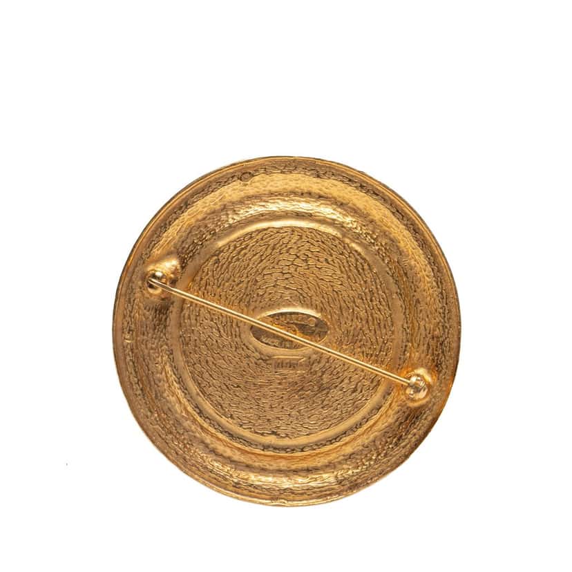 Chanel Gold Plated 31 Rue Cambon Round Brooch Gold Metal Good condition - Back View