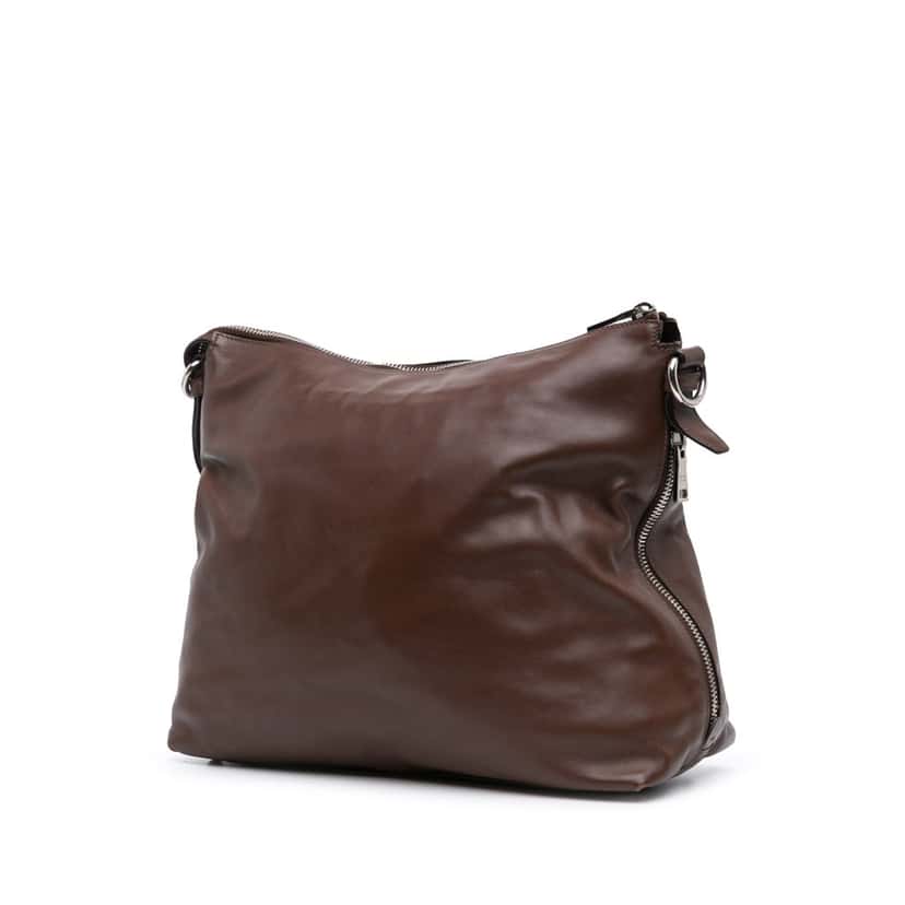Prada Soft Calf Side Zip Hobo Brown Leather Good condition - Back View