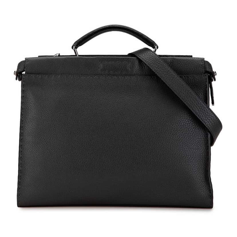 Fendi Large Leather Selleria Peekaboo Iconic Fit Bag Grey Leather Good condition - Front View