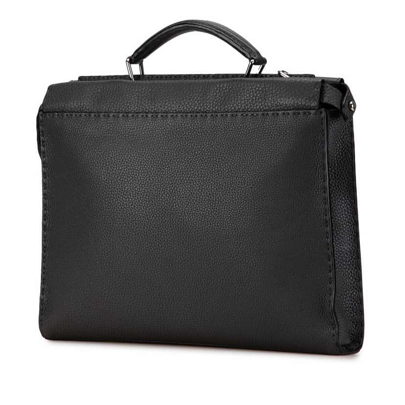Fendi Large Leather Selleria Peekaboo Iconic Fit Bag Grey Leather Good condition - Back View
